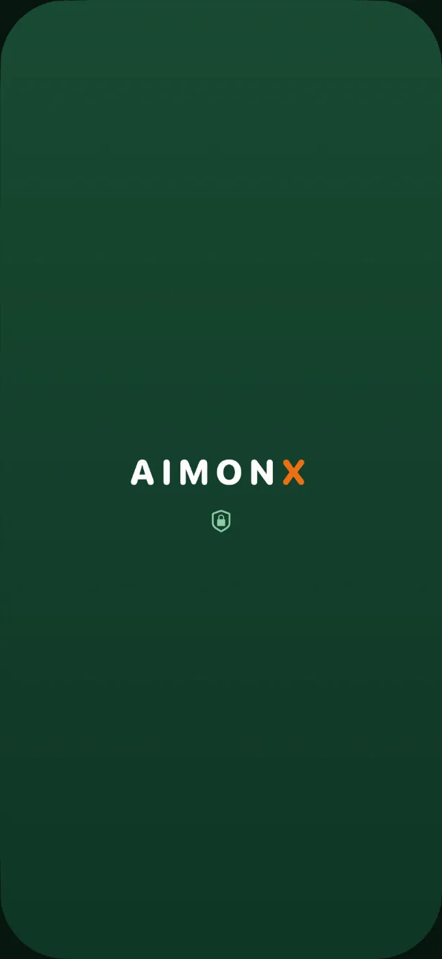 AIMONX in the iPhone app switcher, showing only its logo and a lock instead of your data.